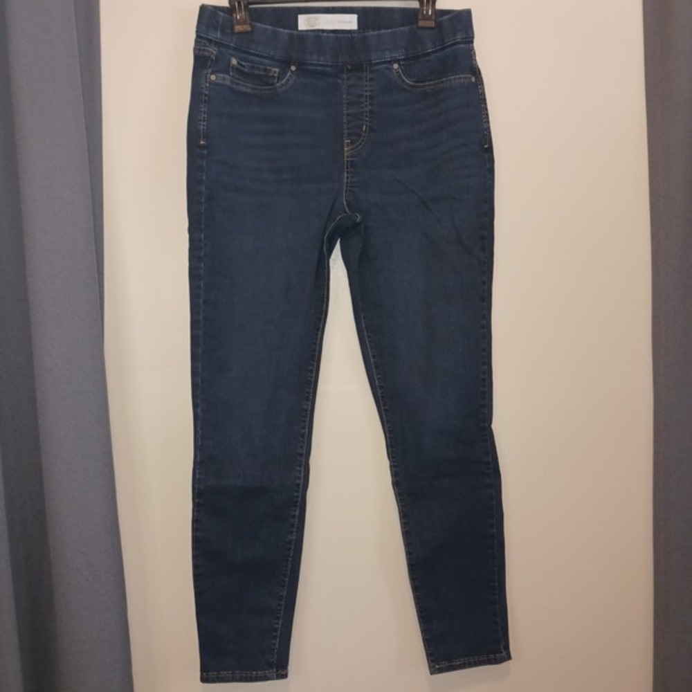 Signature by‎ Levi Strauss Co Womens Dark Wash Stretch Pull On Skinny Jeans 12L